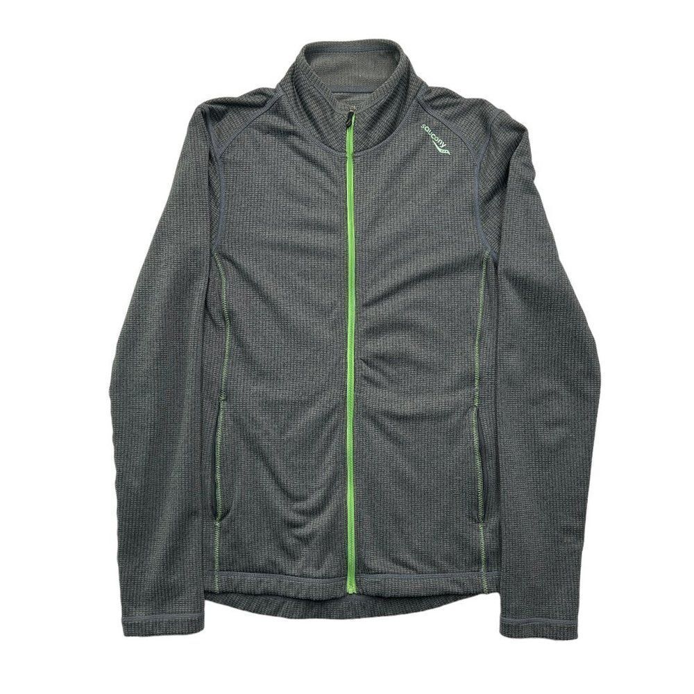 Saucony Jacket Women's Gray Waffle Knit Full Zip Lightweight Running Sweater